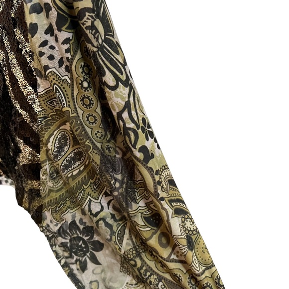 Citi Life Sequined Paisley Asymmetrical Hemline Sleeveless V-Neck Top Size L - Picture 5 of 8